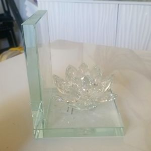 Glass flower bookend